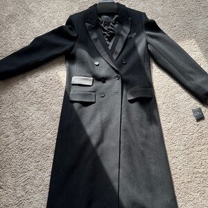 Worth Black Double-Breasted Trench Coat